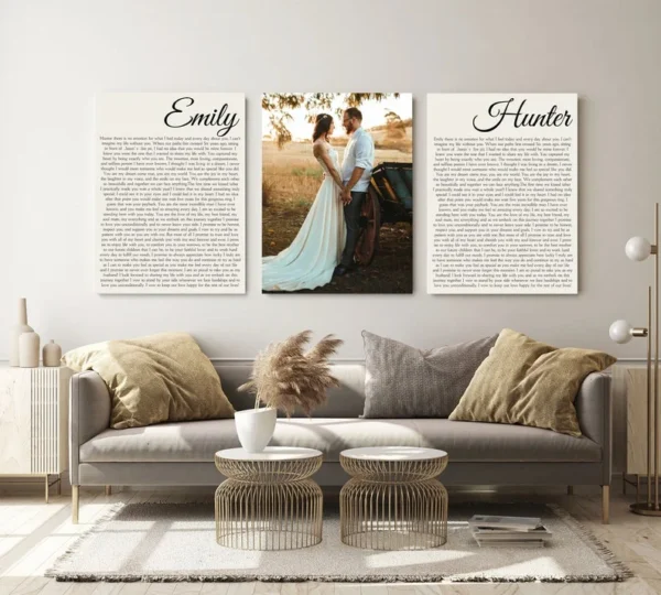 Personalized Set of 3 Wedding Vows Canvas Prints