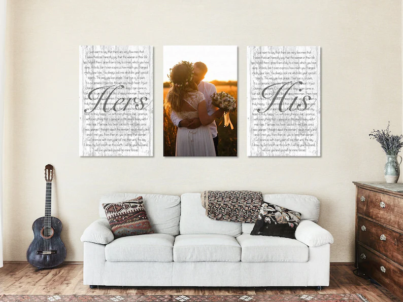 Set of 3 Wedding Vows Canvas Prints Personalized Couple Wedding Vows Art Personalized Gifts CanvasJet.com