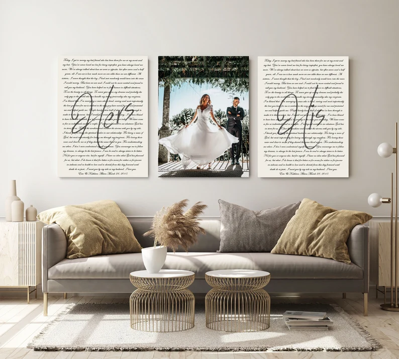 Set of 3 Wedding Vows Canvas Prints Personalized Couple Wedding Vows Art Art CanvasJet.com