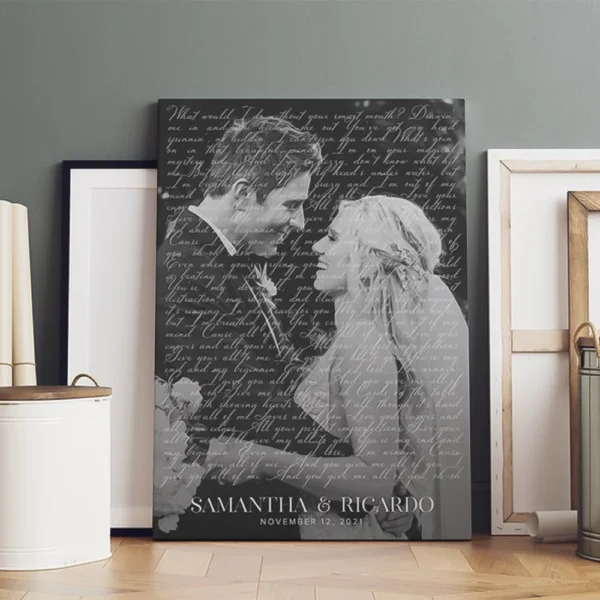 Personalized Wedding Song Lyrics with Photo Canvas Print