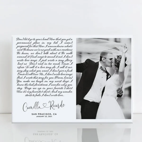 Wedding Song Lyrics with Photo Custom Photo Canvas Print