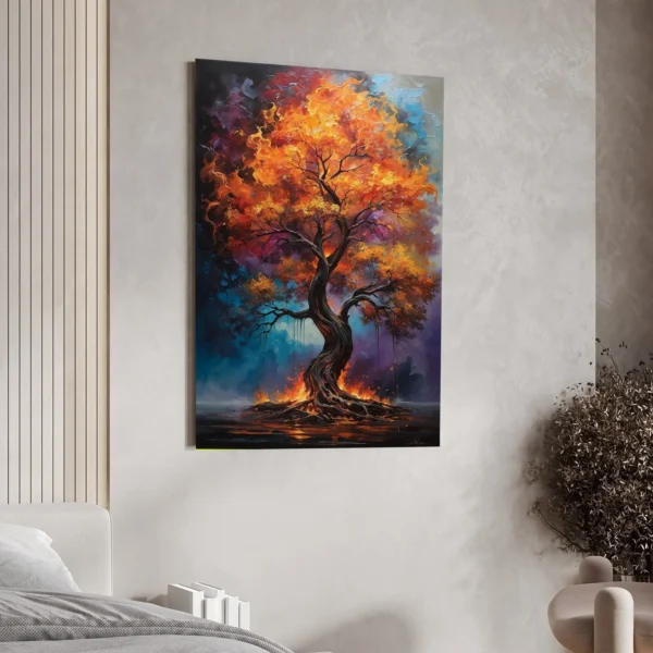 Blazing Tree Canvas Painting For Wall Decor